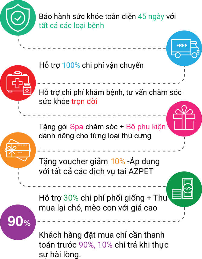 QUYỀN LỢI KHI MUA THÚ CƯNG TẠI AZPET shop